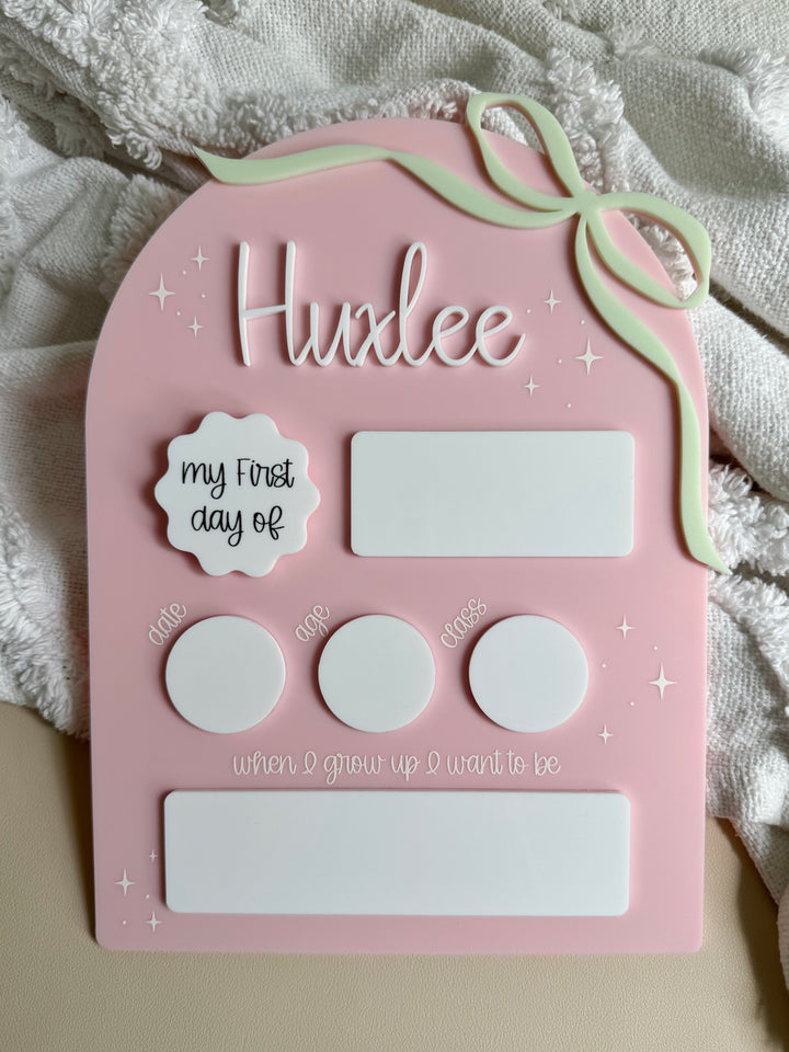 First/Last Day Board - Acrylic Arch with a Bow