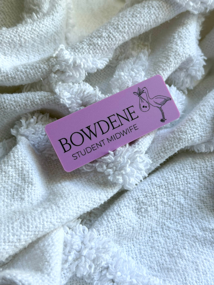 Midwife Name Badge with Line Art