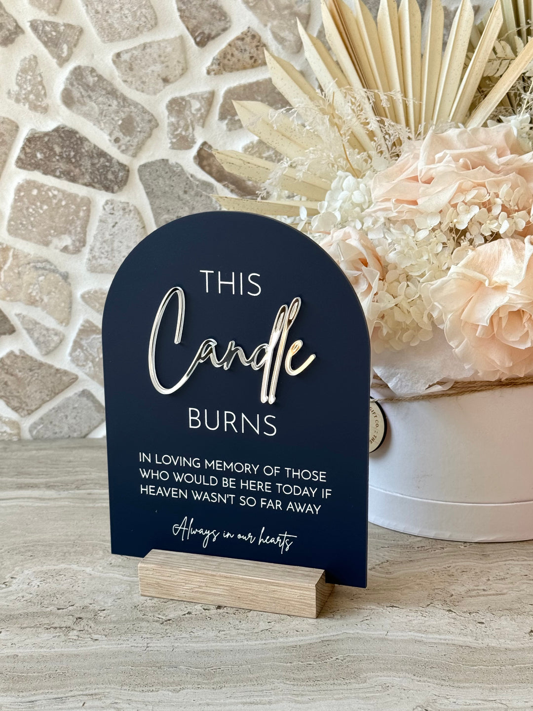 Acrylic Arch Memorial Sign with Mirror Acrylic features