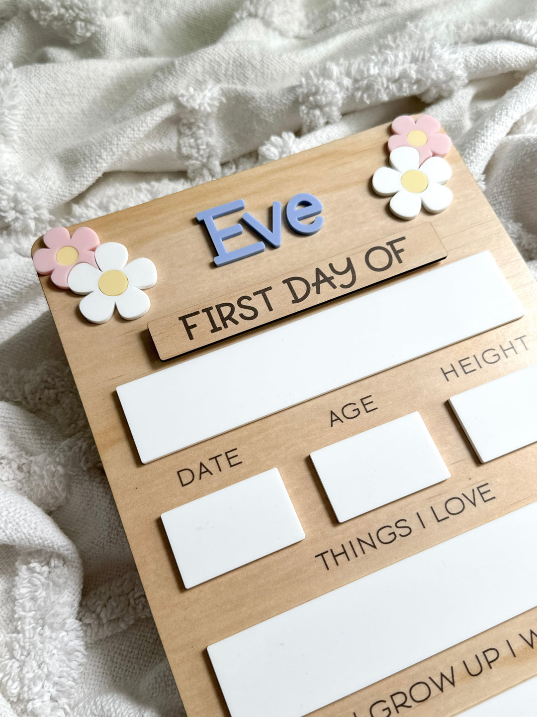 First/Last Day Board - Wooden Board with Flowers