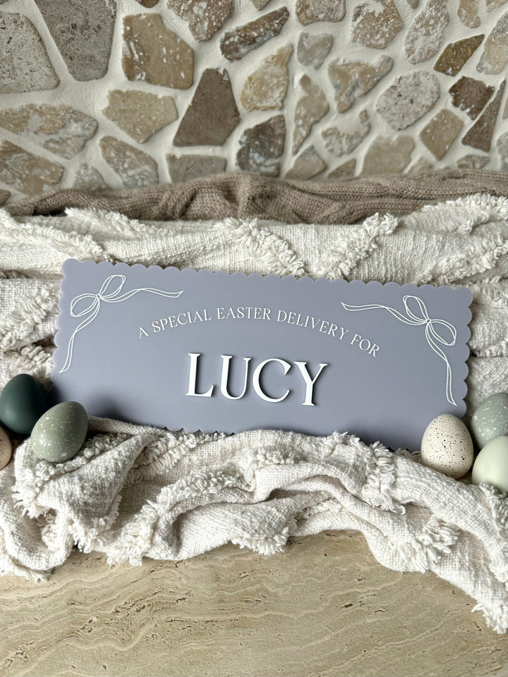 Bow Themed Wooden Crate Easter Plaque