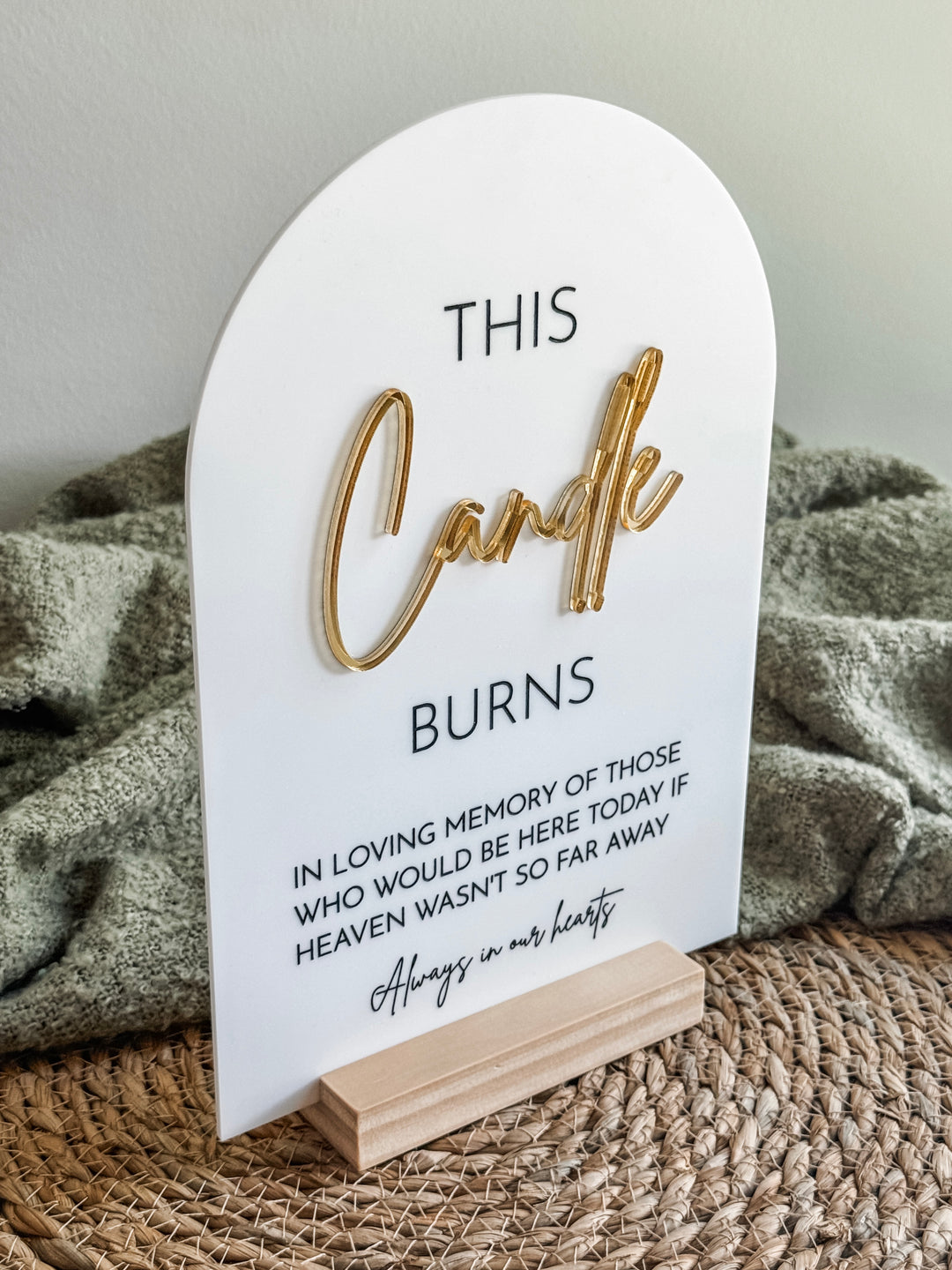 Acrylic Arch Memorial Sign with Mirror Acrylic features