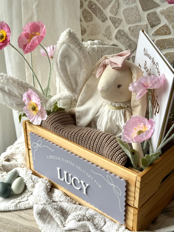 Bow Themed Wooden Crate Easter Plaque