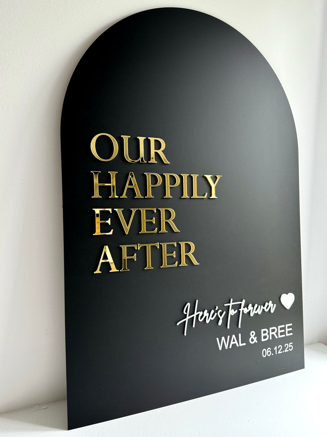 Acrylic Arch Welcome Sign - Our Happily Ever After