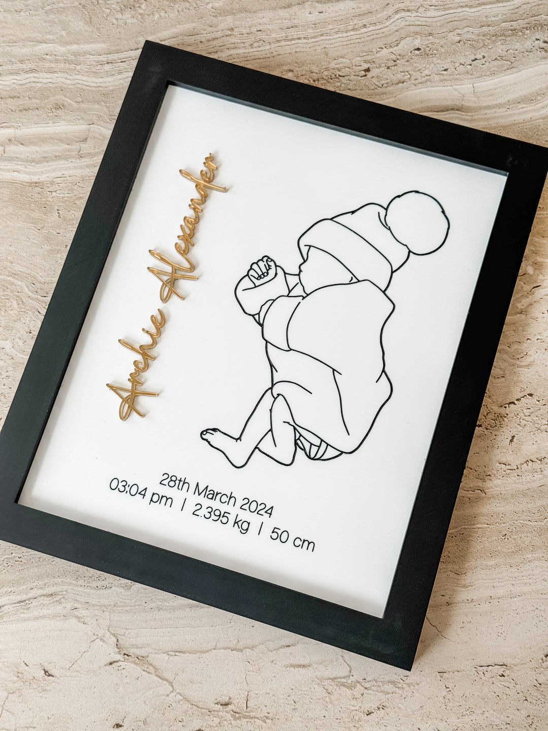 Framed Baby Line Art