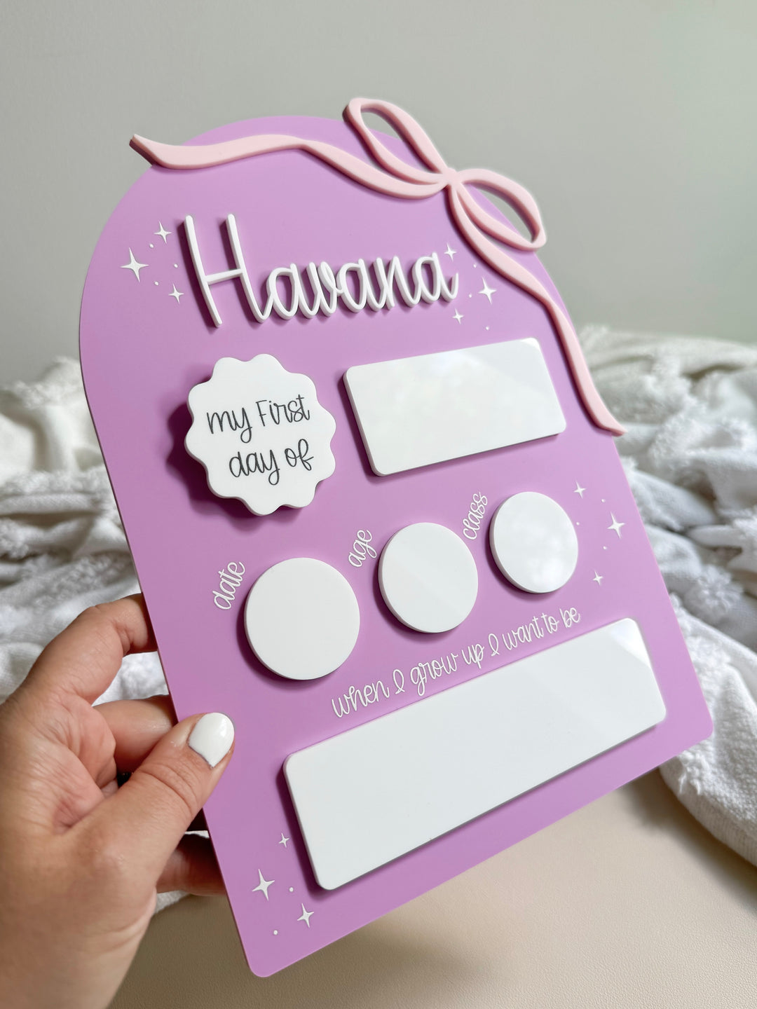 First/Last Day Board - Acrylic Arch with a Bow