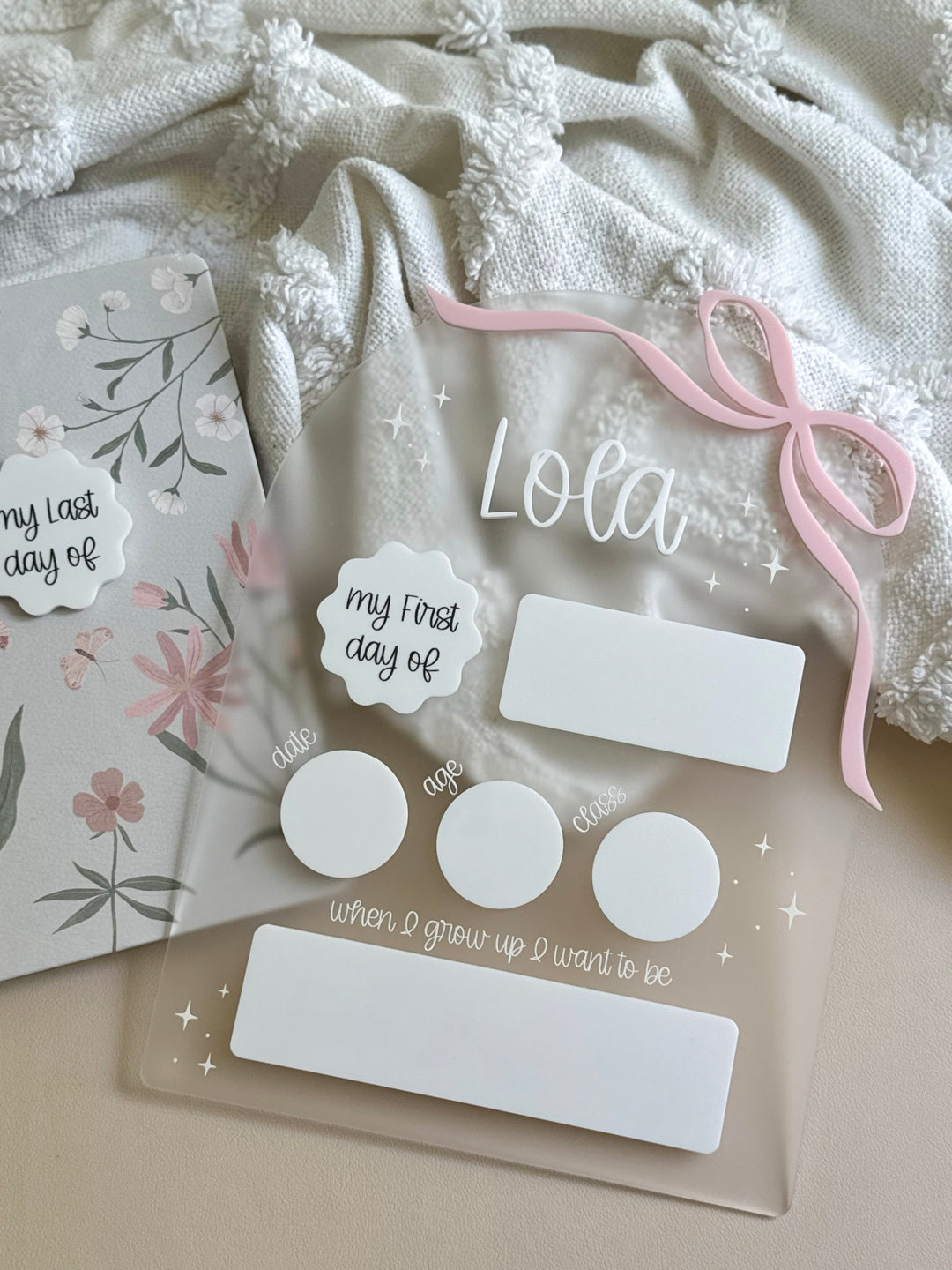 First/Last Day Board - Acrylic Arch with a Bow