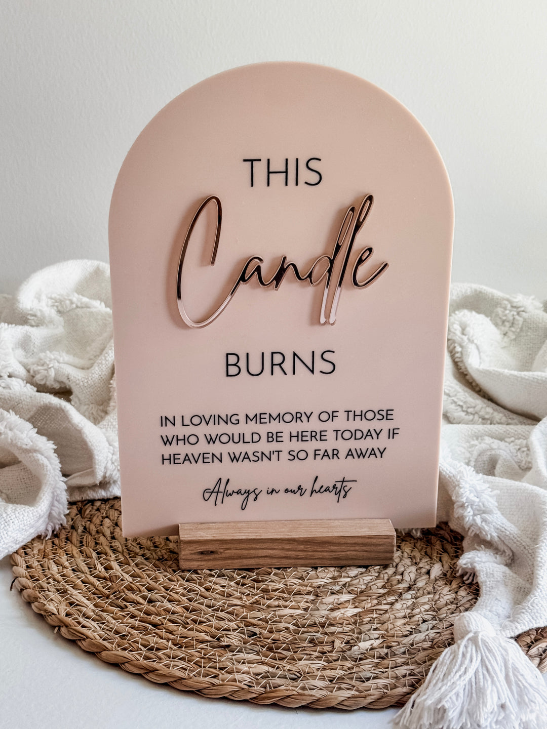 Acrylic Arch Memorial Sign with Mirror Acrylic features