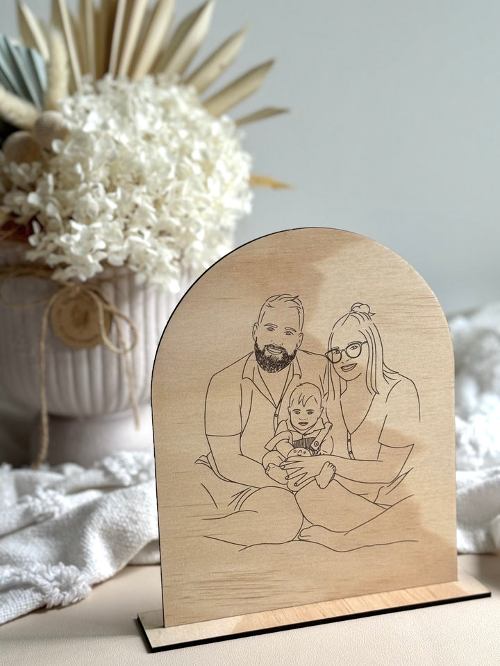 Line Art on Plywood Arch