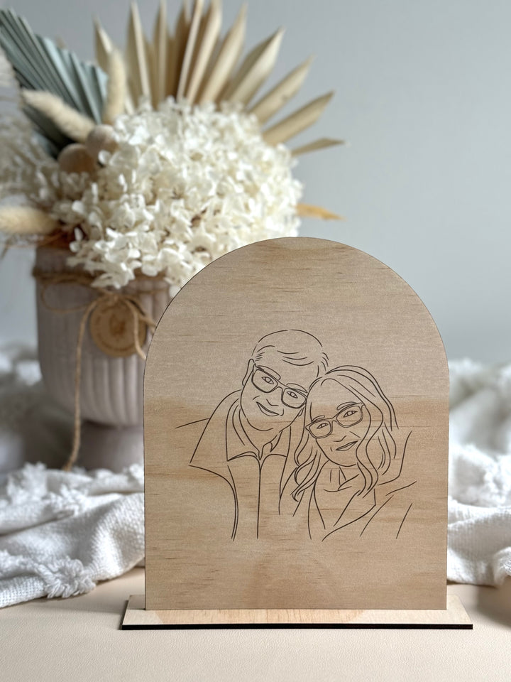 Line Art on Plywood Arch