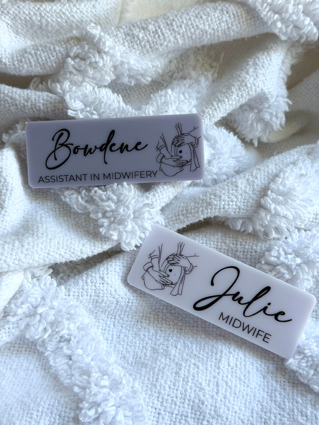 Midwife Name Badge with Line Art