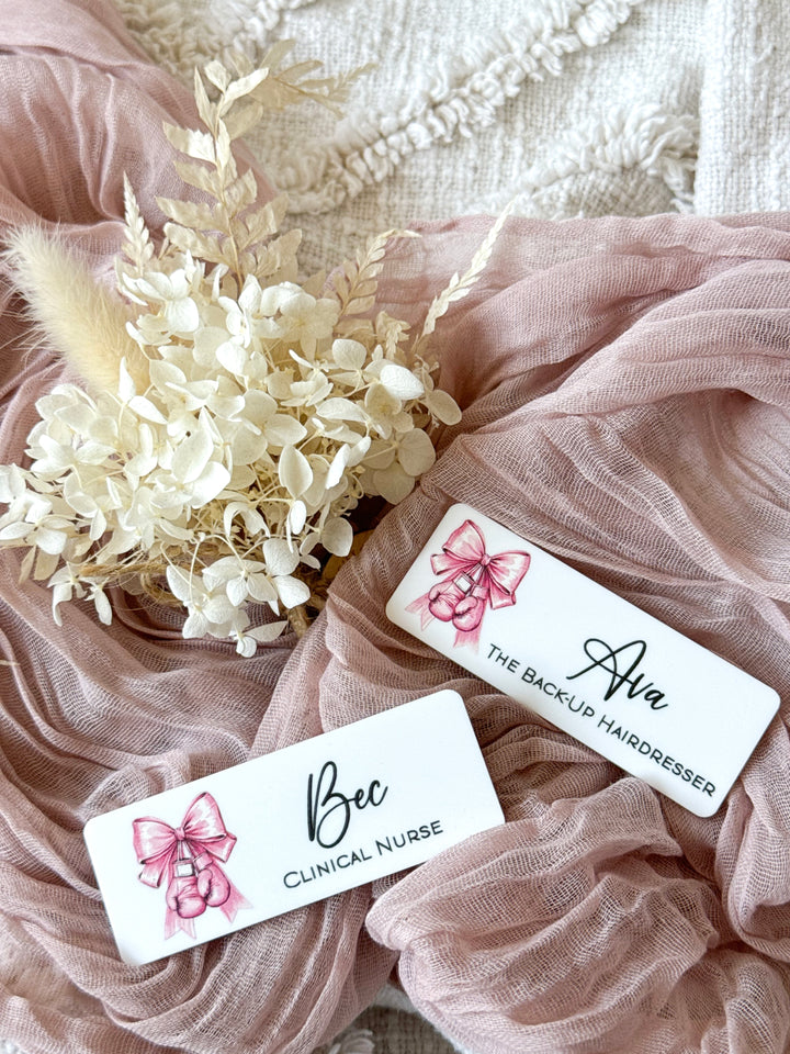 Pink Ribbon UV-Print Name Badge