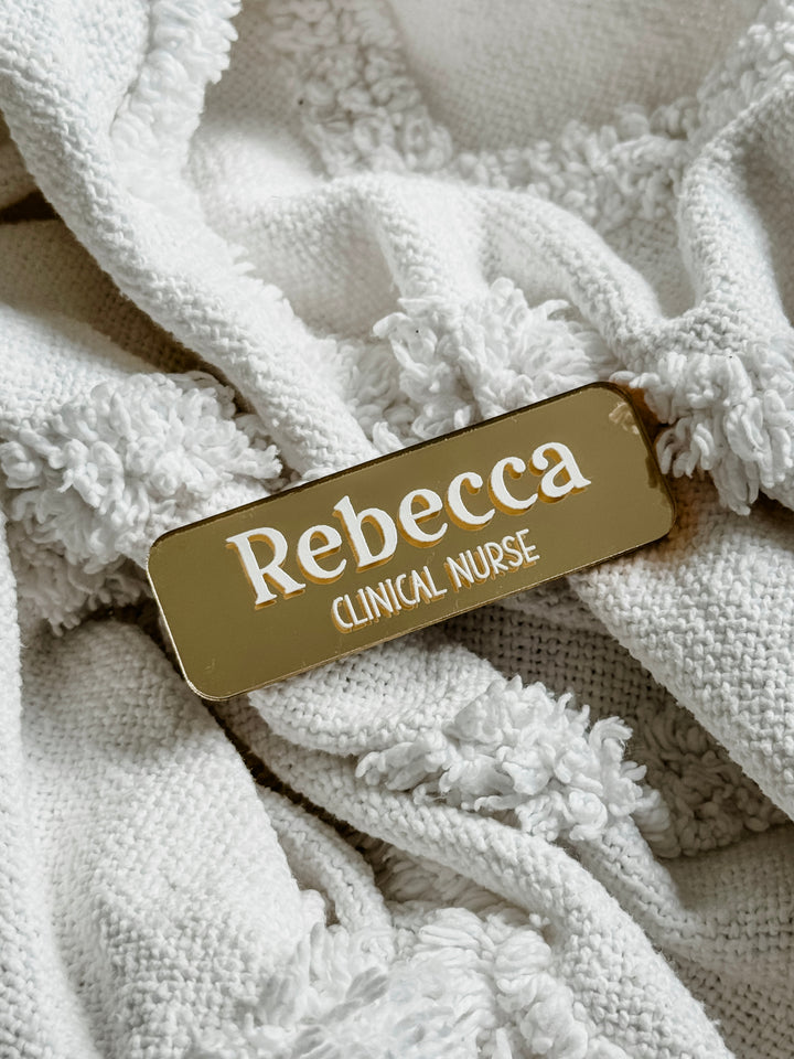 UV-Printed Name Badge with Occupation - Mirror Acrylic