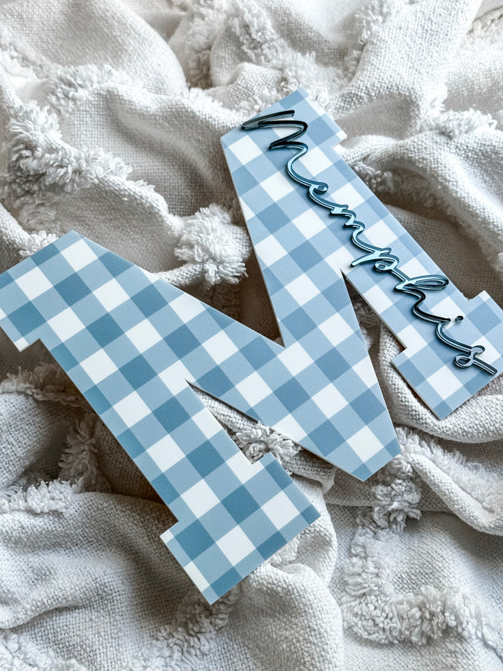Gingham Letter with Name Plaque