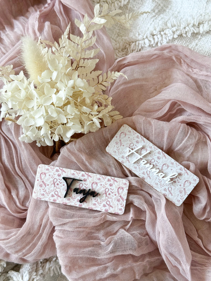 Pink Ribbon Print Name Badge