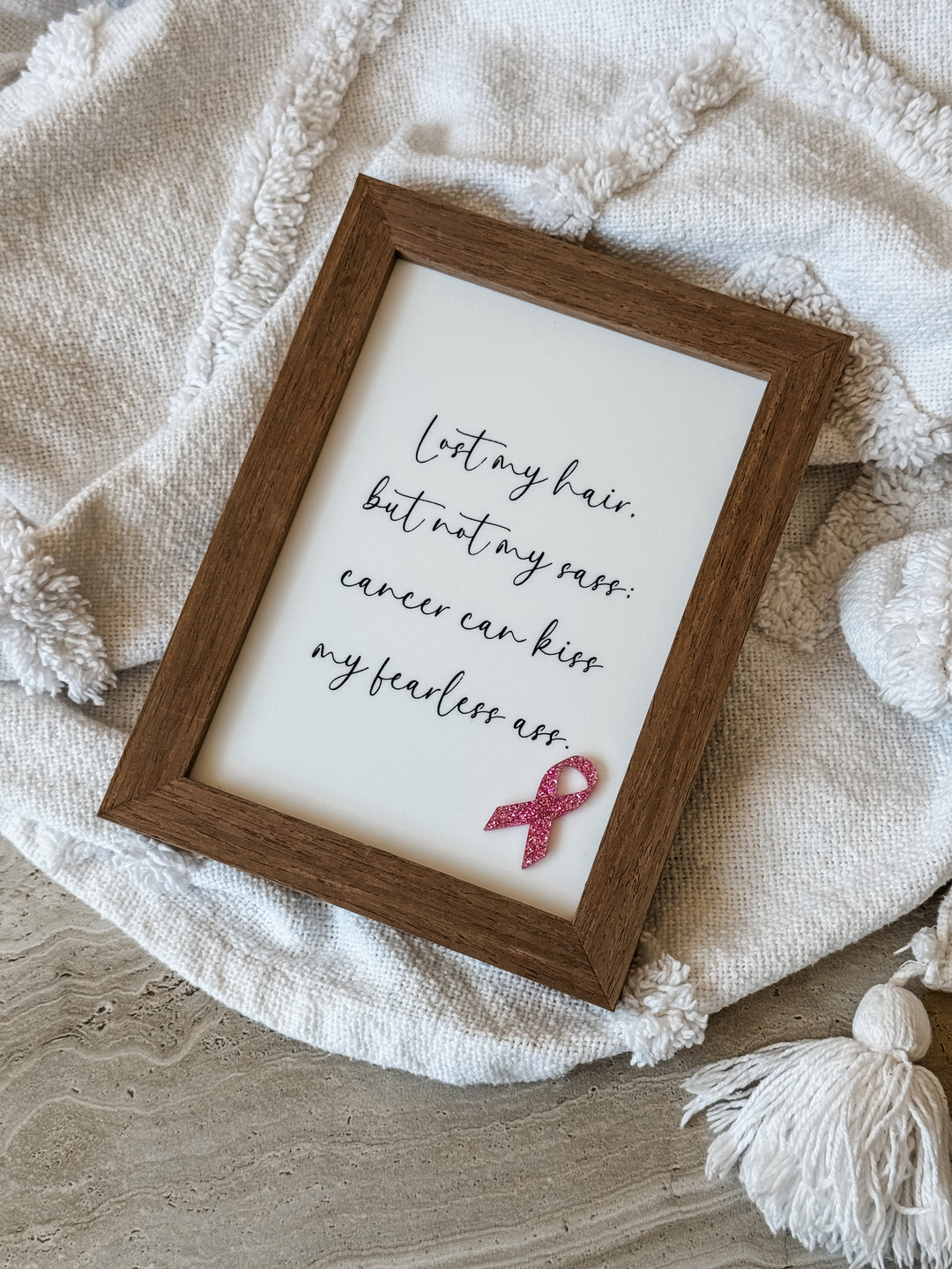 Framed Quote with Pink Ribbon