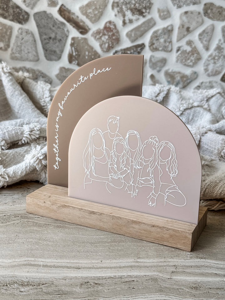 Dual Arch Photo Stand with line art - Style 1