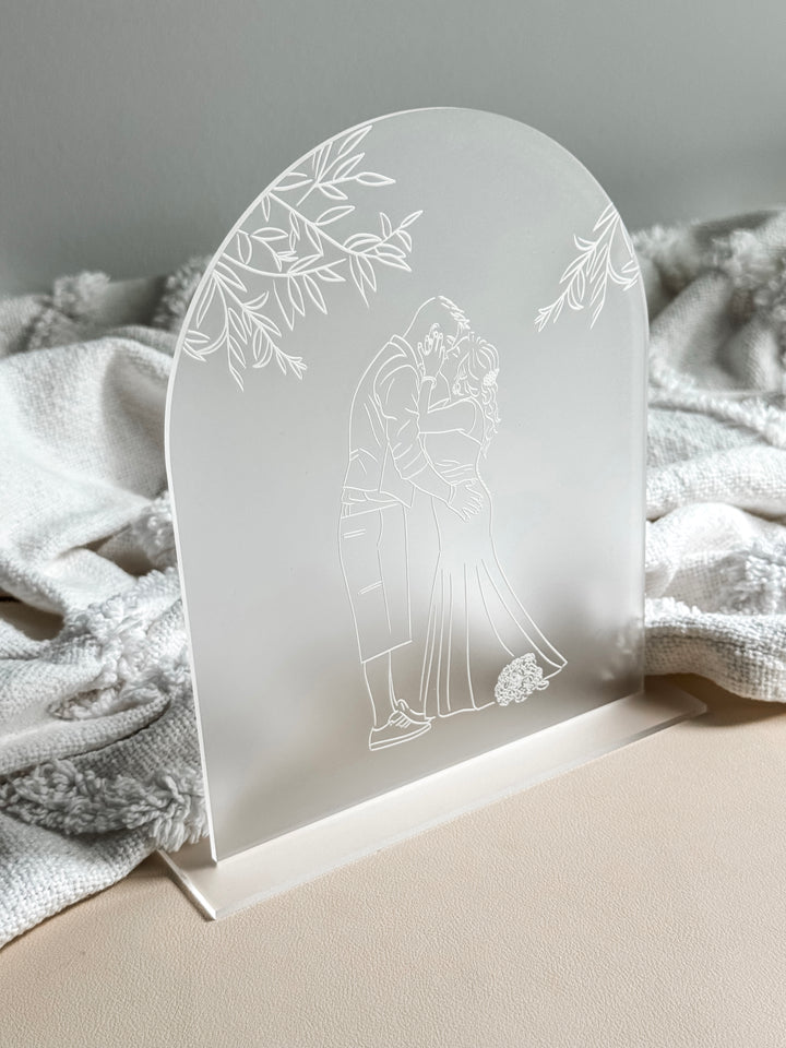 Line Art on Frosted Acrylic Arch