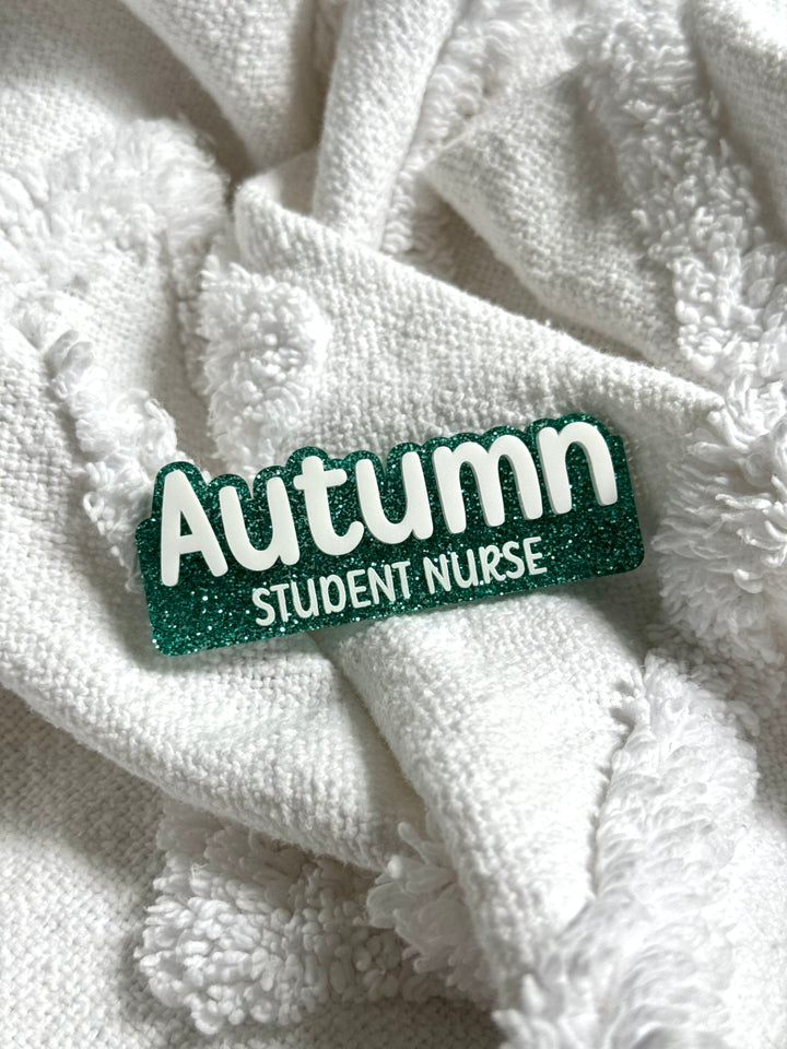 Offset Name Badge with Occupation - font three