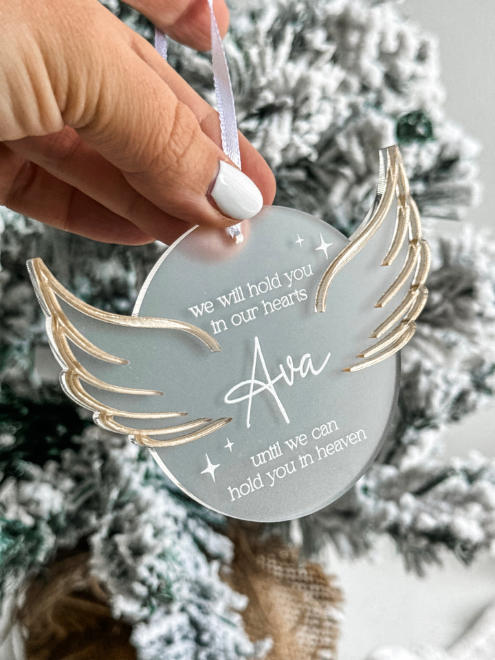 Memorial Ornament with Name and Wings