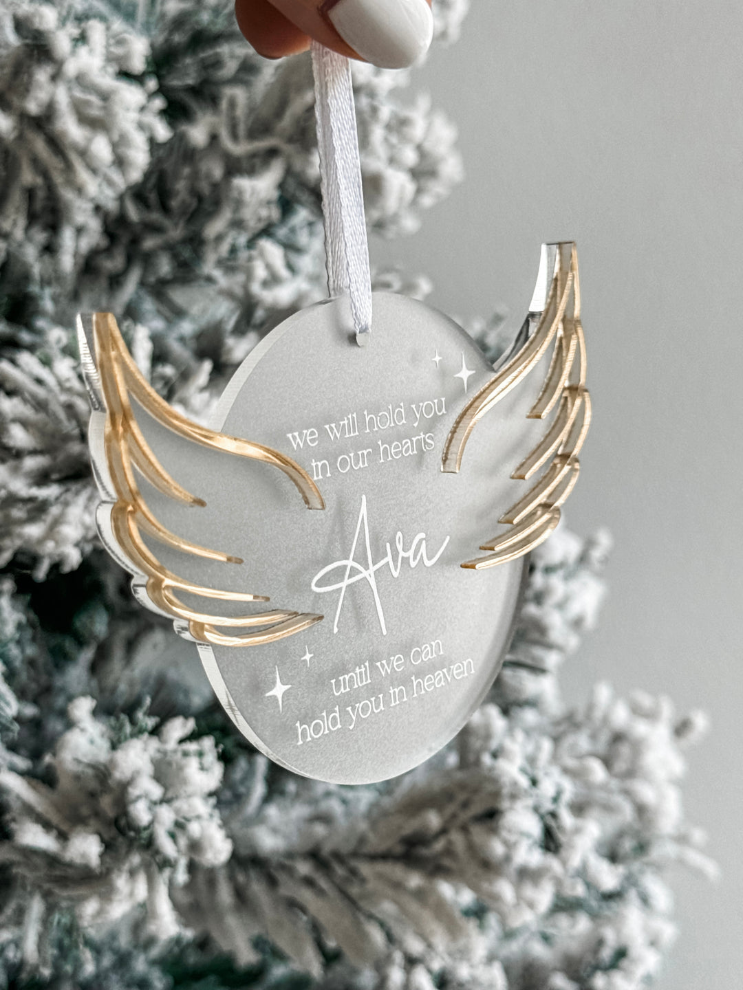 Memorial Ornament with Name and Wings