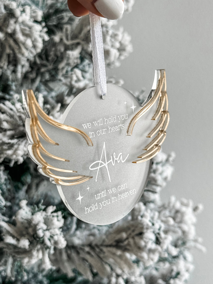 Memorial Ornament with Name and Wings