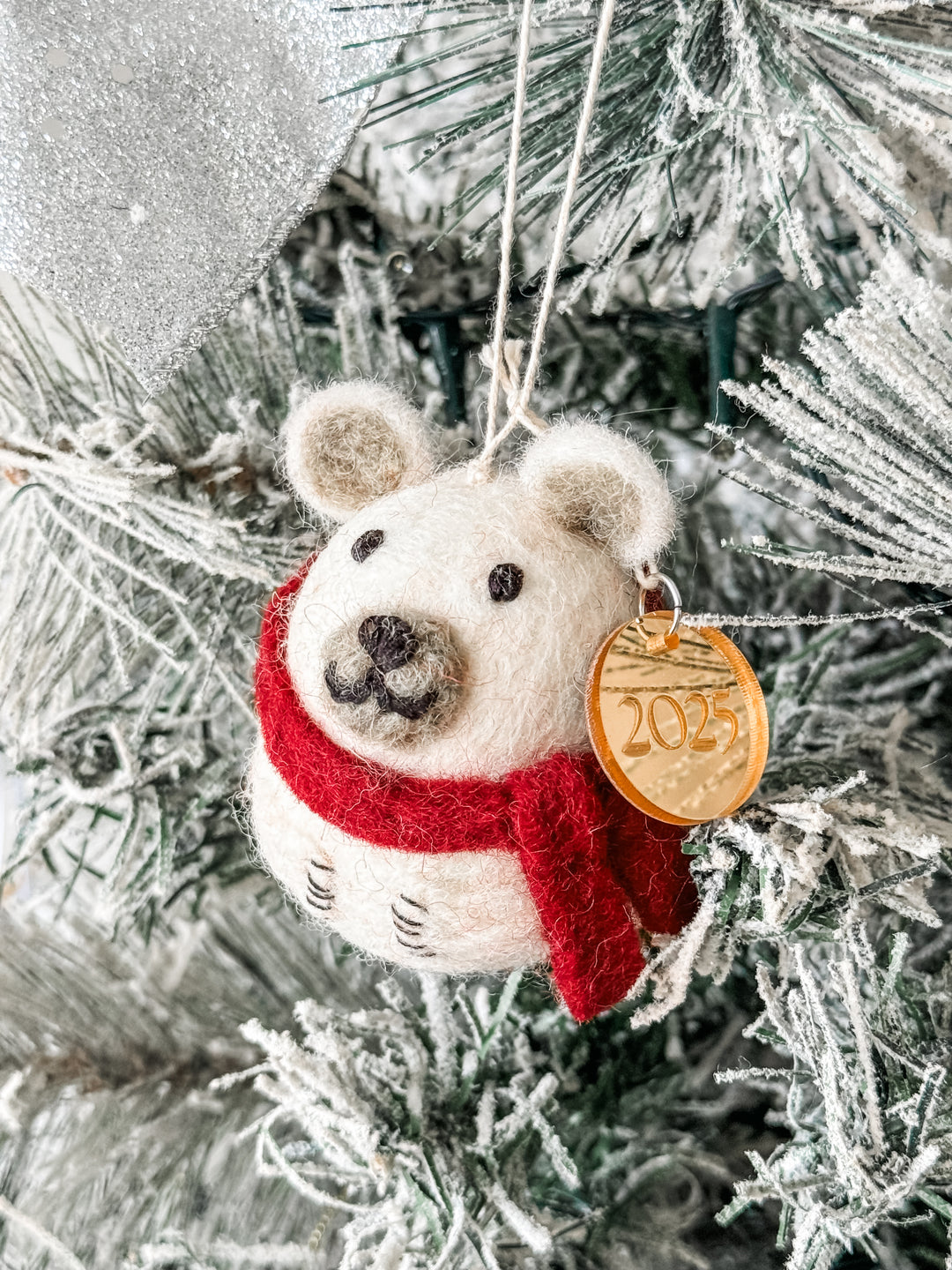 Gry & Sif Polar Bear with Scarf Felt Decoration
