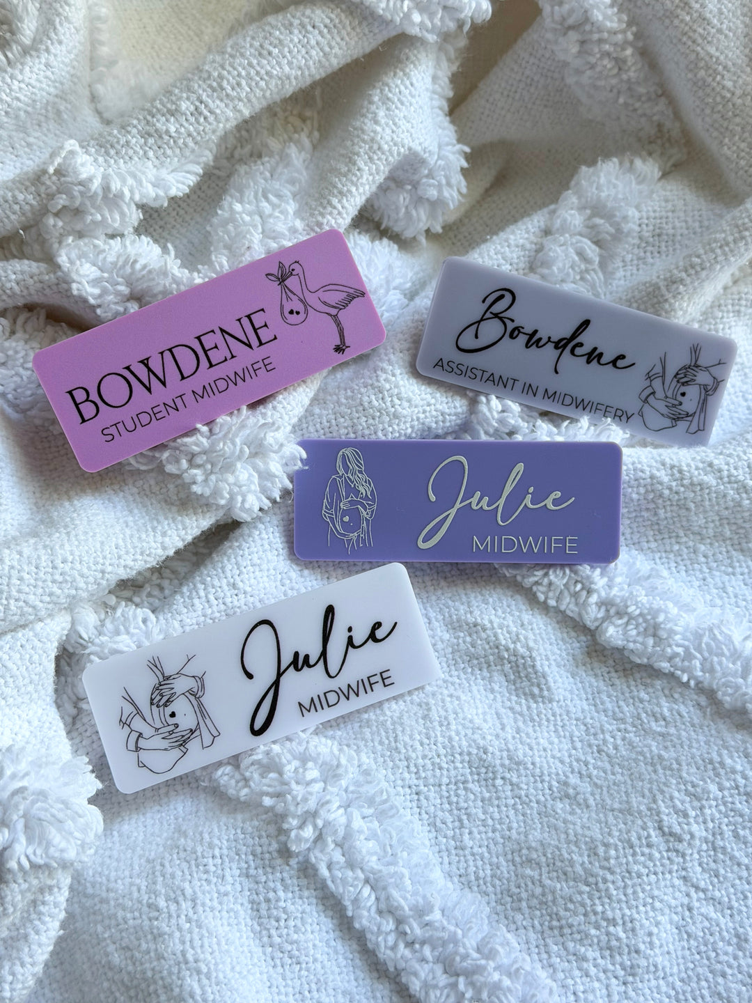 Midwife Name Badge with Line Art