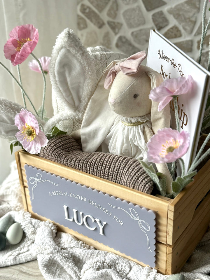 Bow Themed Wooden Crate Easter Plaque