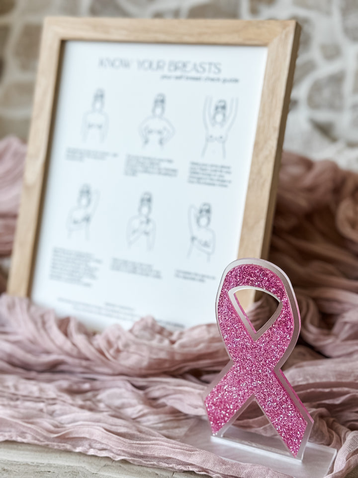 Pink Ribbon Shelf Decor