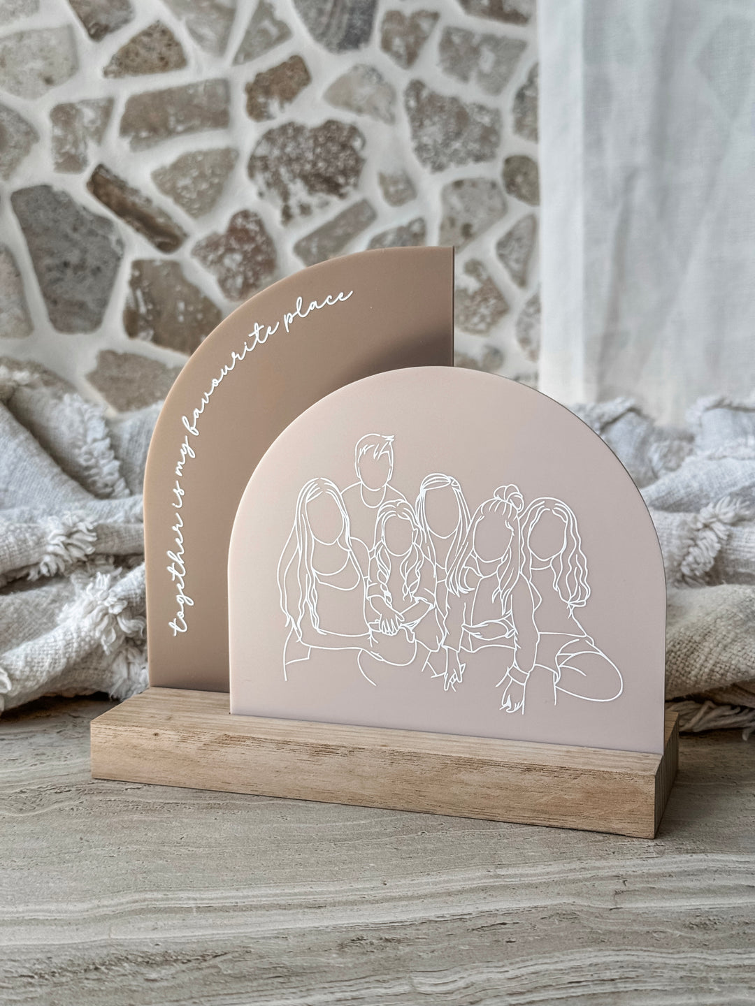 Dual Arch Photo Stand with line art - Style 1