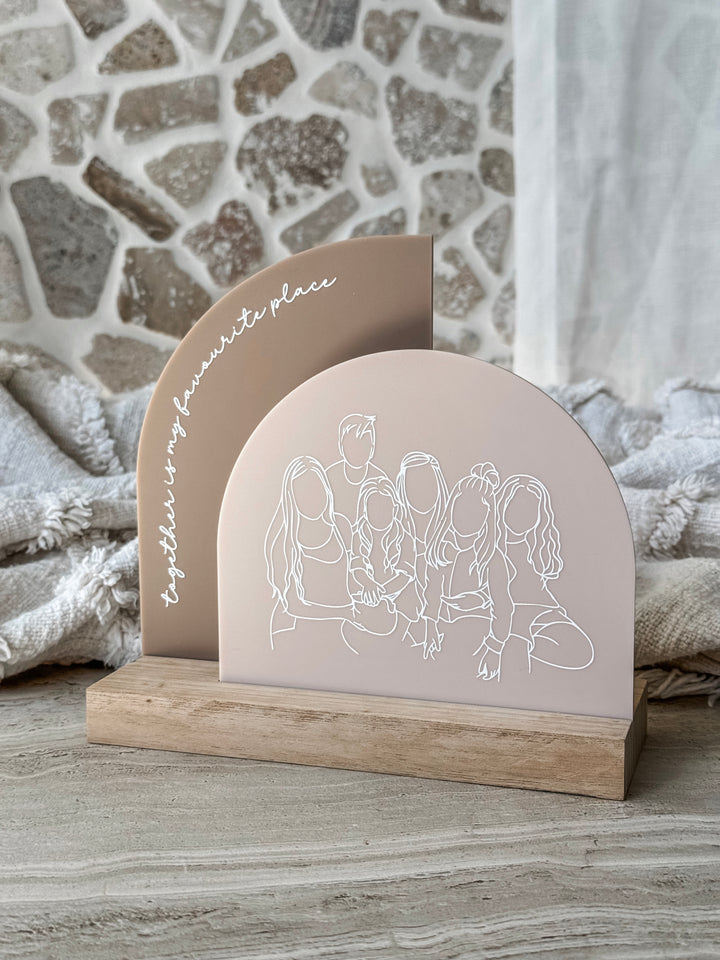 Dual Arch Photo Stand with line art - Style 1