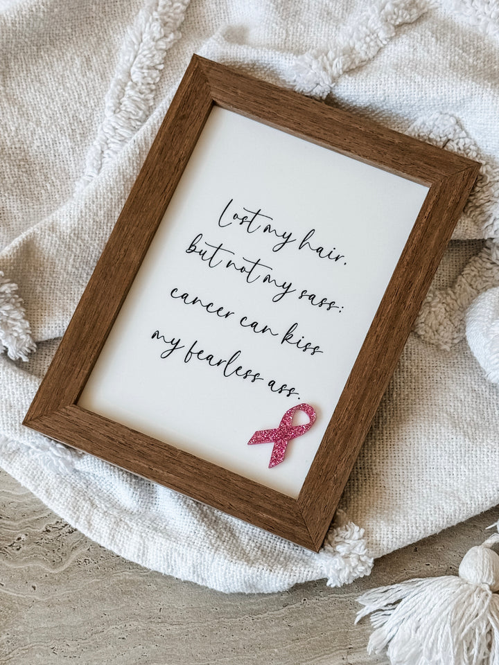 Framed Quote with Pink Ribbon