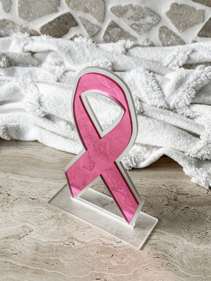 Pink Ribbon Shelf Decor