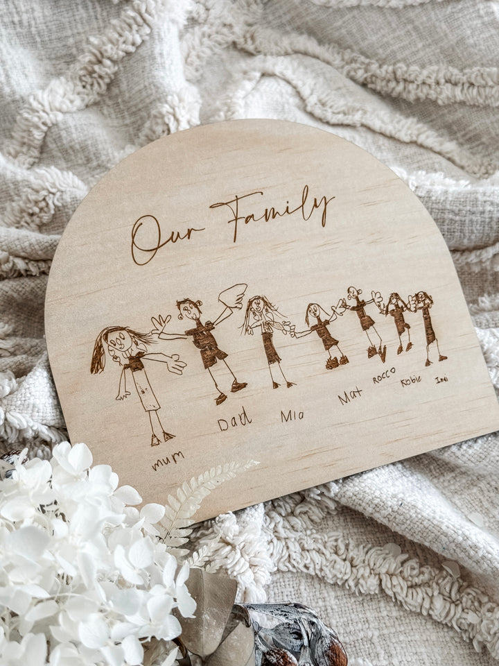 Custom Drawn Our Family Plaque