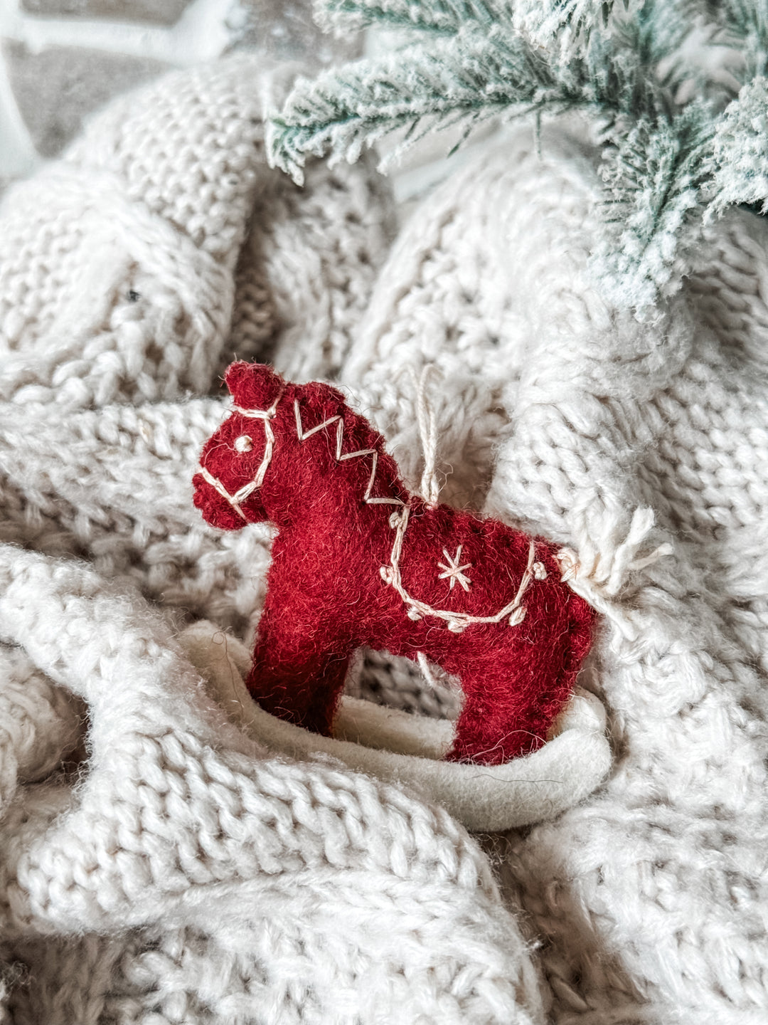 Felt Rocking Horse Gry & Sif Rocking Horse Felted Decoration – The Humble Gift Co.