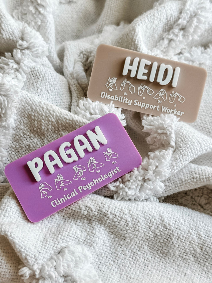 Auslan Name Badge with Occupation