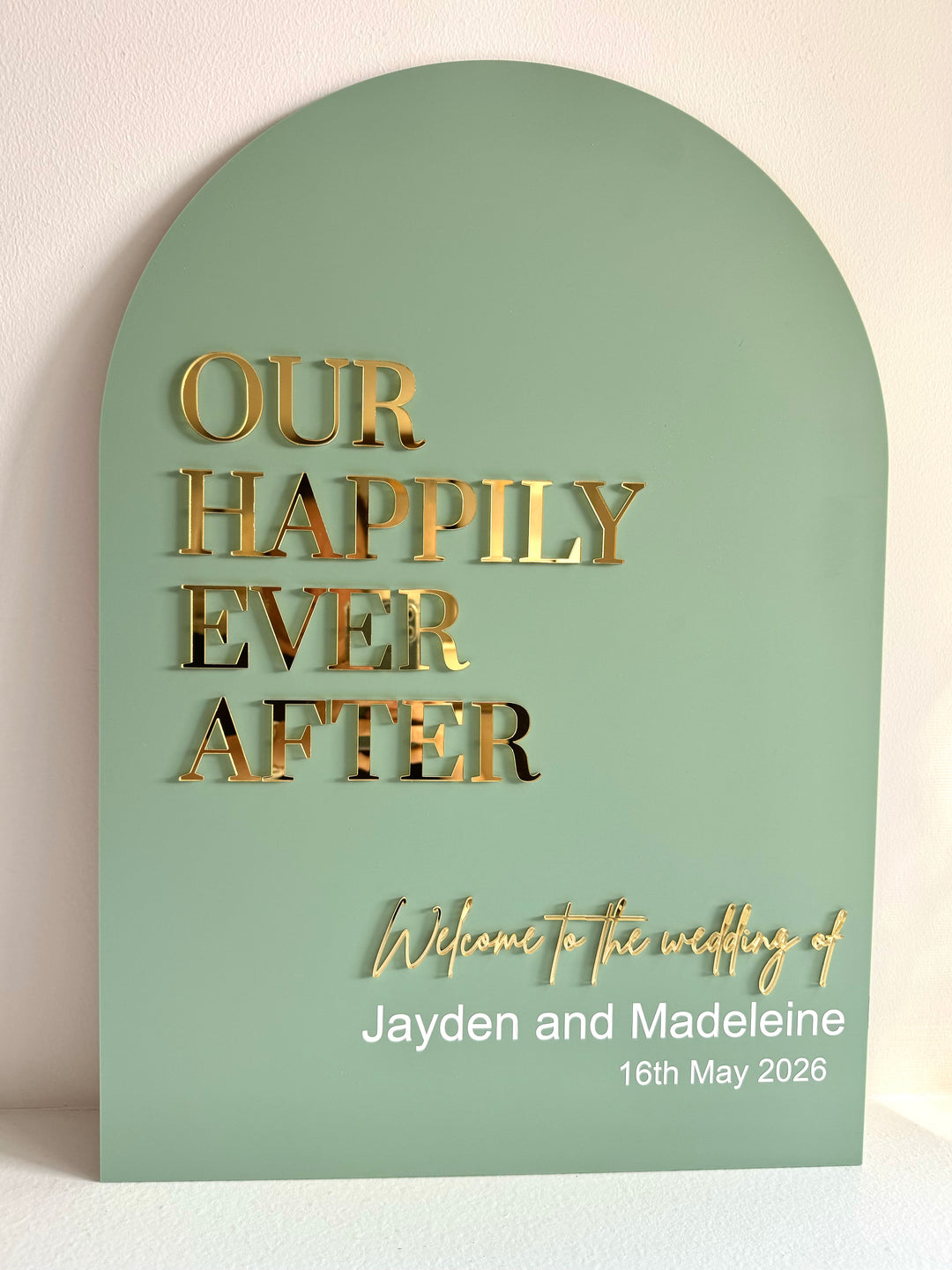 Acrylic Arch Welcome Sign - Our Happily Ever After