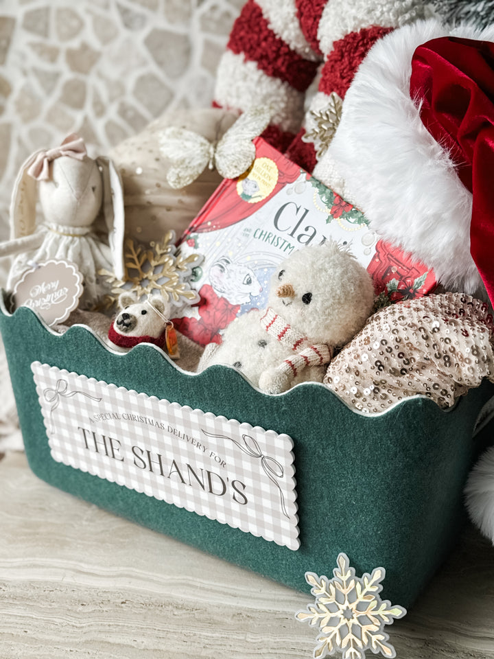 Gingham Scallop Edge Crate Plaque with Bow Design