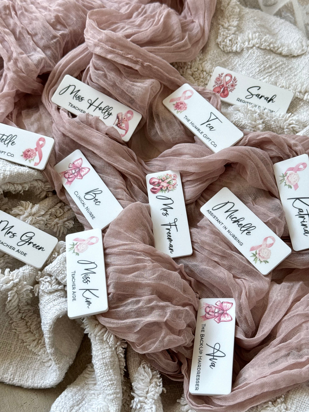 Pink Ribbon UV-Print Name Badge