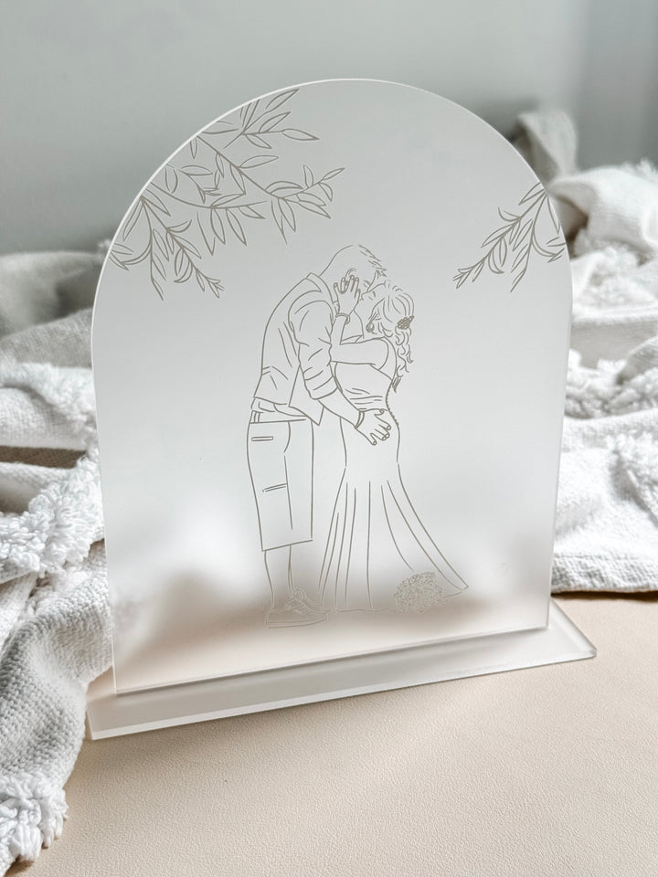 Line Art on Frosted Acrylic Arch