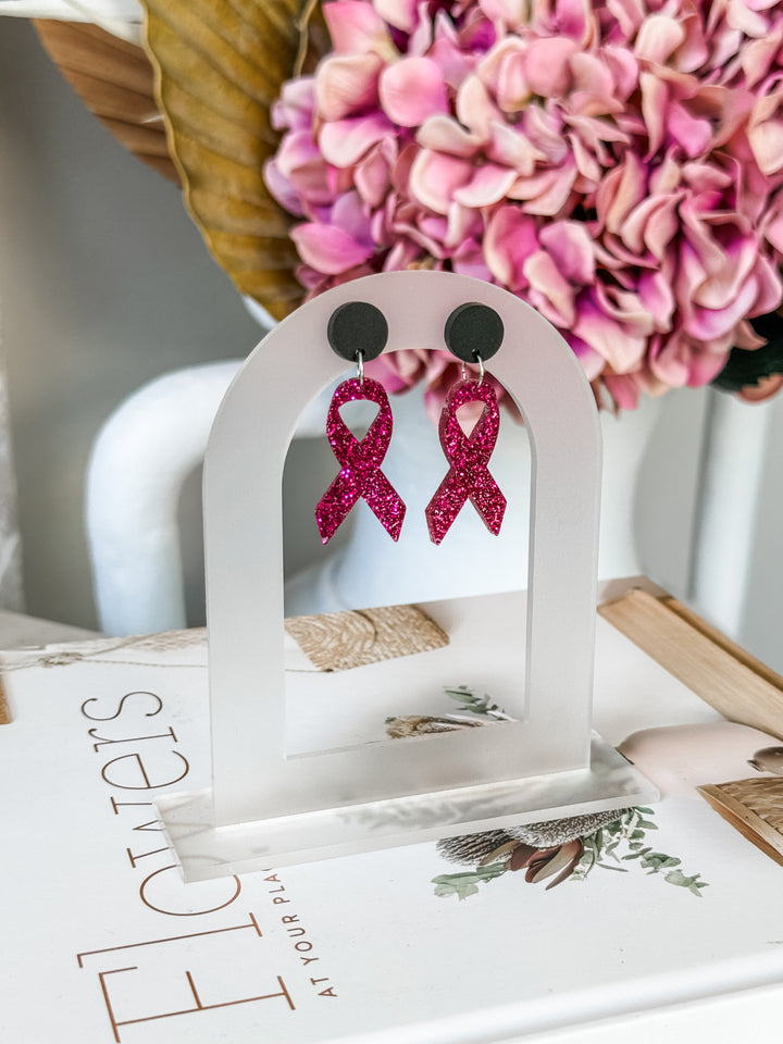 Pink Ribbon Earrings