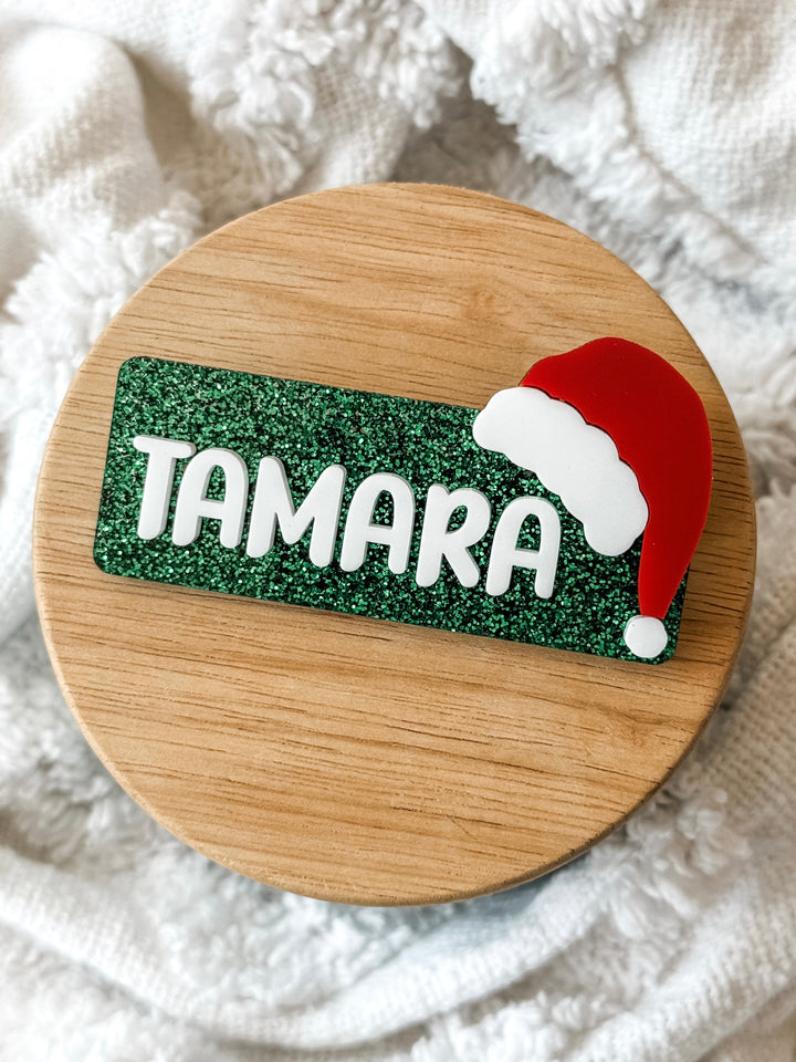 Santa Hat Name Badge - Original Font