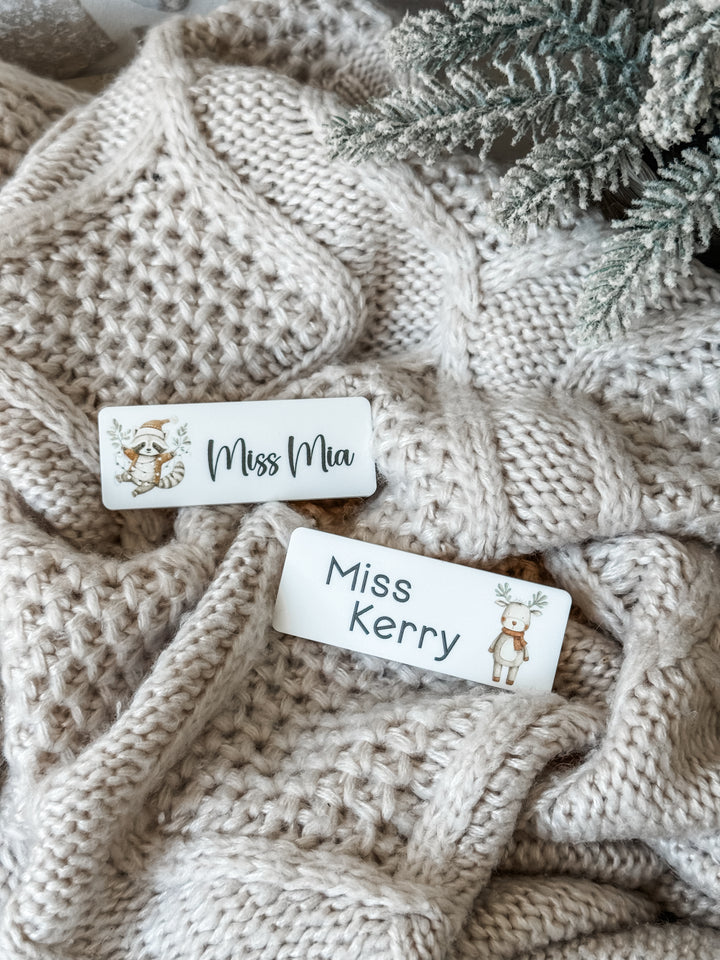 Retro Christmas Image UV Print Name Badge