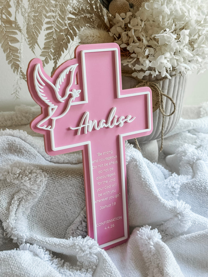 Personalised Confirmation Cross with Dove