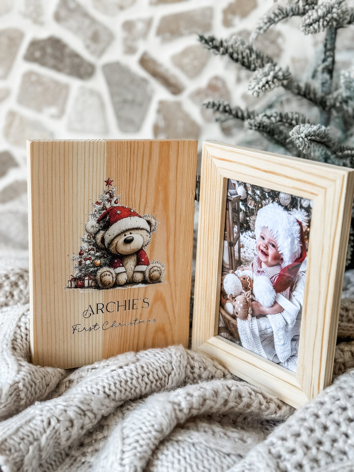 Pine Fold Photo Frame with Custom Text