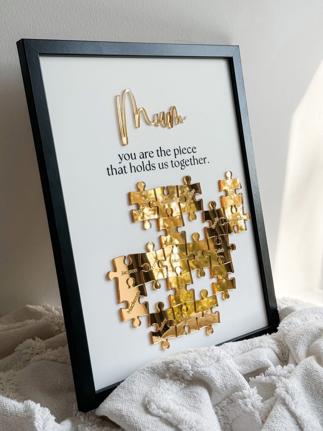 "Mum, you are the piece that holds us together" Puzzle Frame
