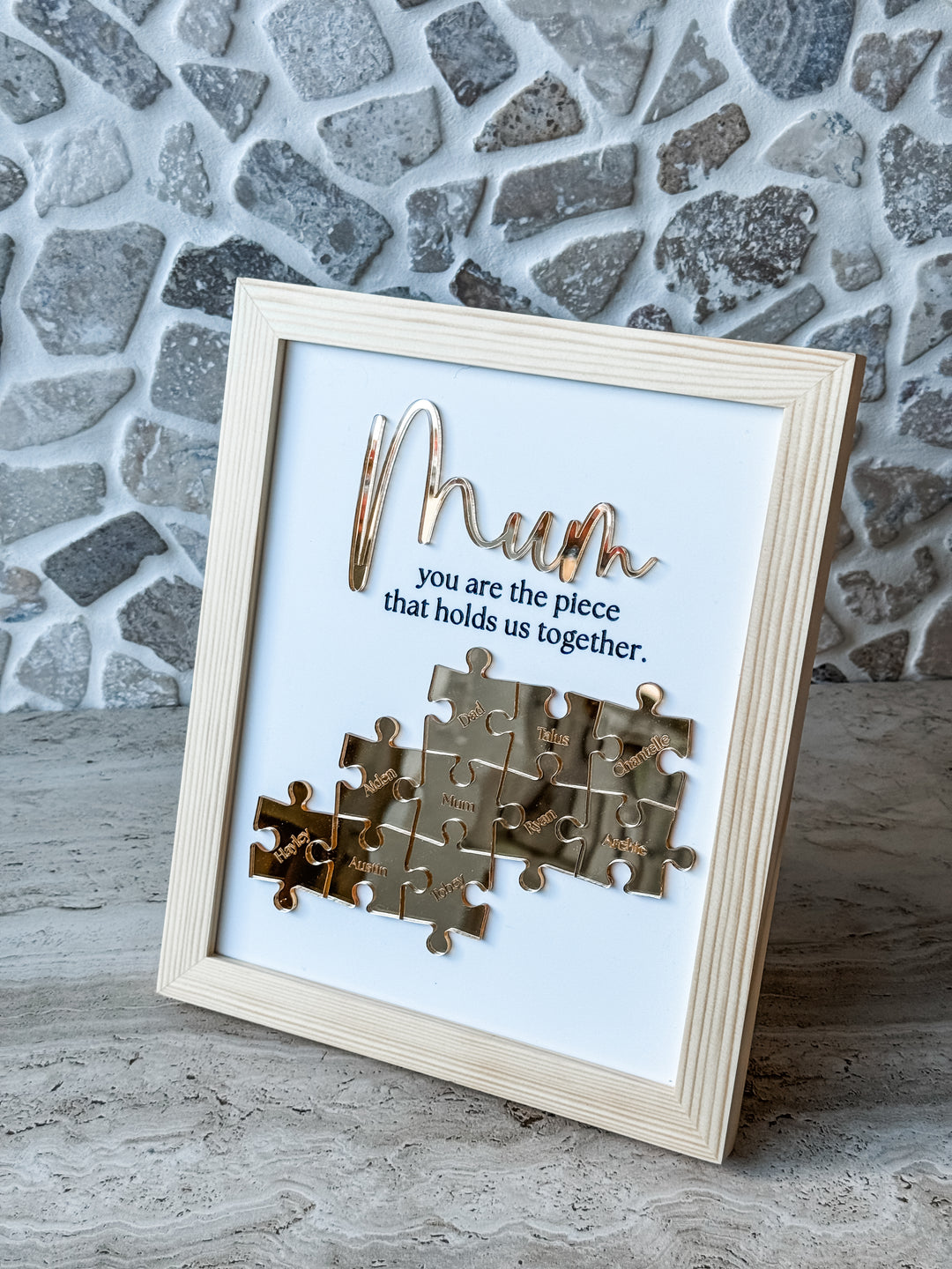 "Mum, you are the piece that holds us together" Puzzle Frame