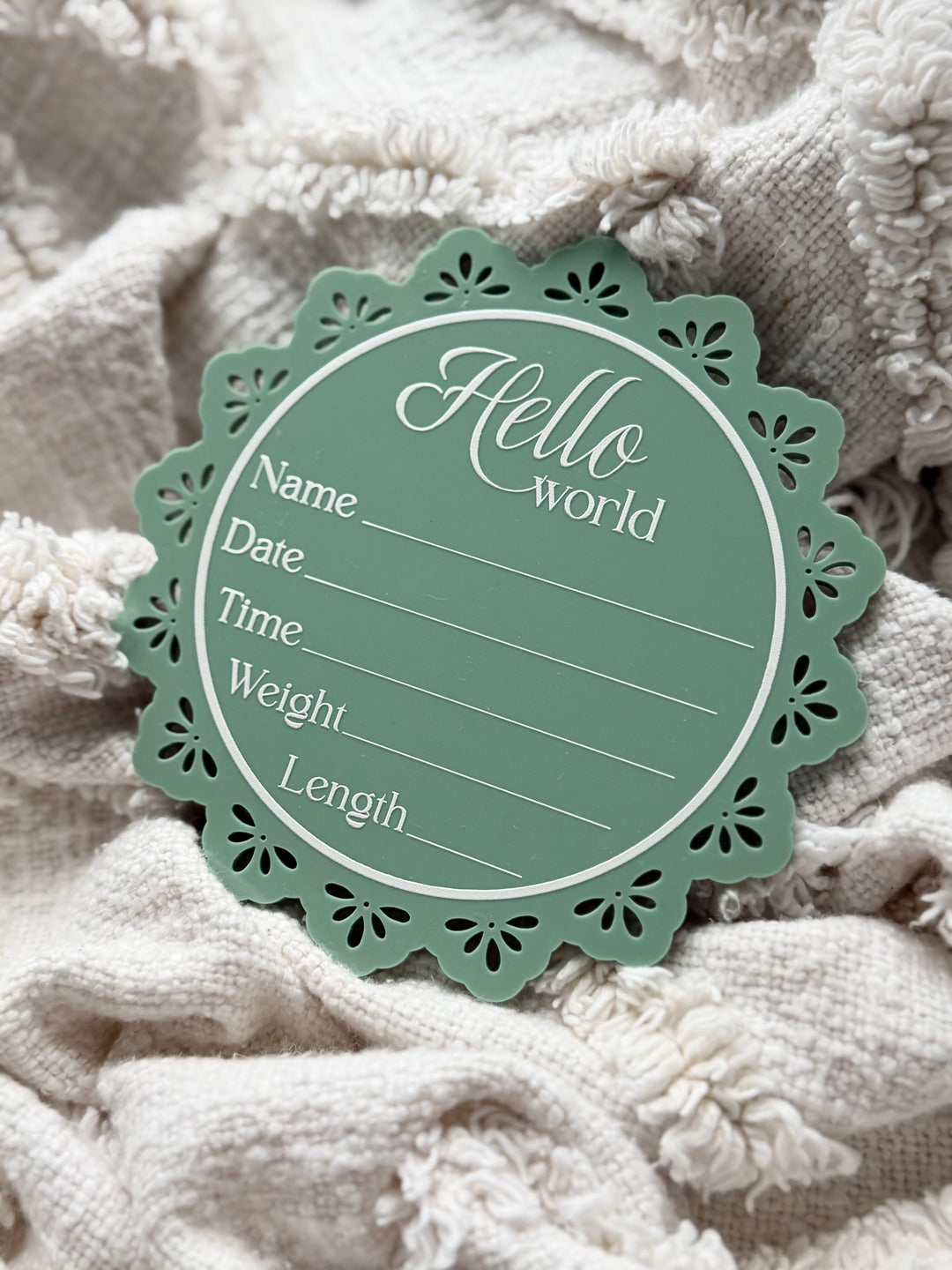 Hello World Announcement Plaque - Vintage