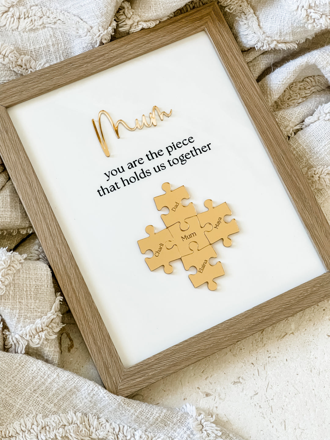 "Mum, you are the piece that holds us together" Puzzle Frame
